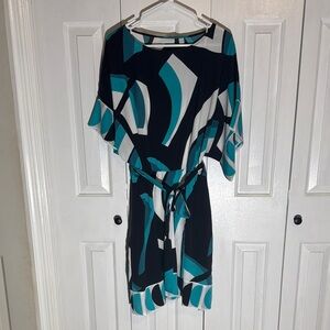New York & Company Blue and Black Midi Dress